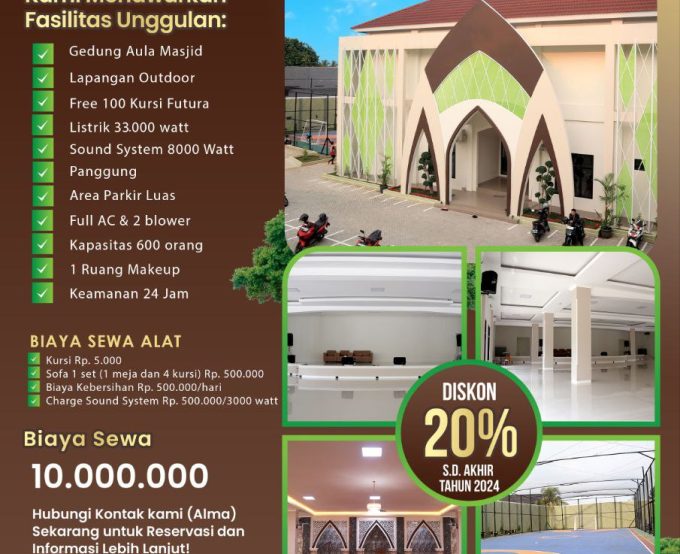 Gedung Serbaguna Al-Izza Diskon 20% Hanya Sampai Akhir Tahun 2024!